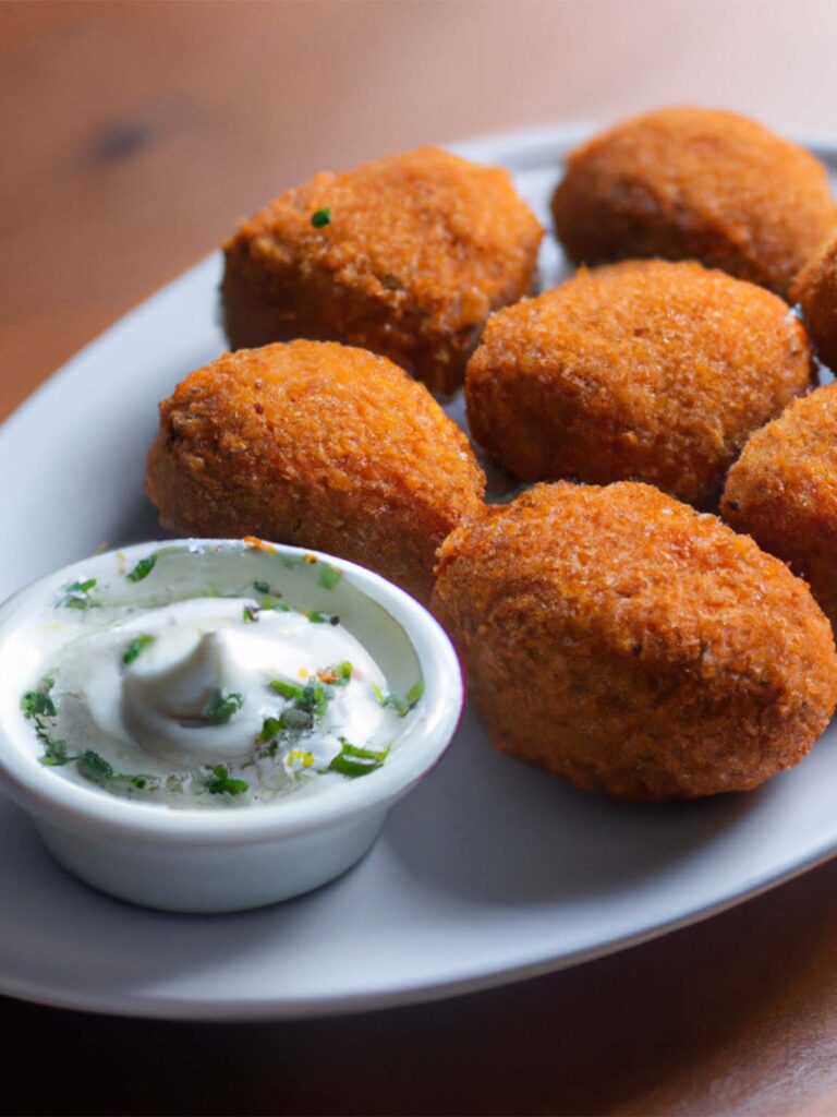Crispy Salmon Croquettes with Refreshing Dill Sauce