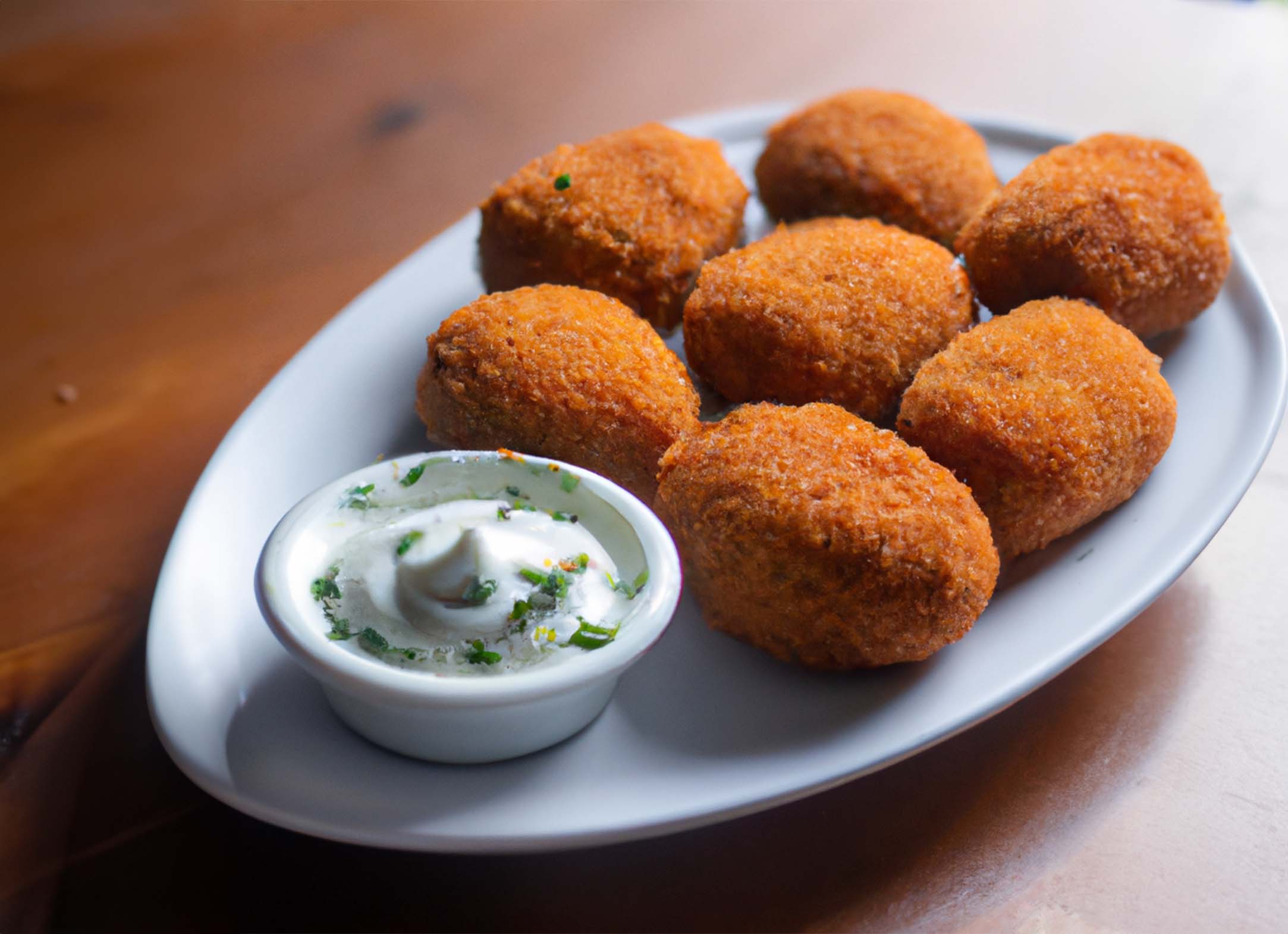 Crispy Salmon Croquettes with Refreshing Dill Sauce